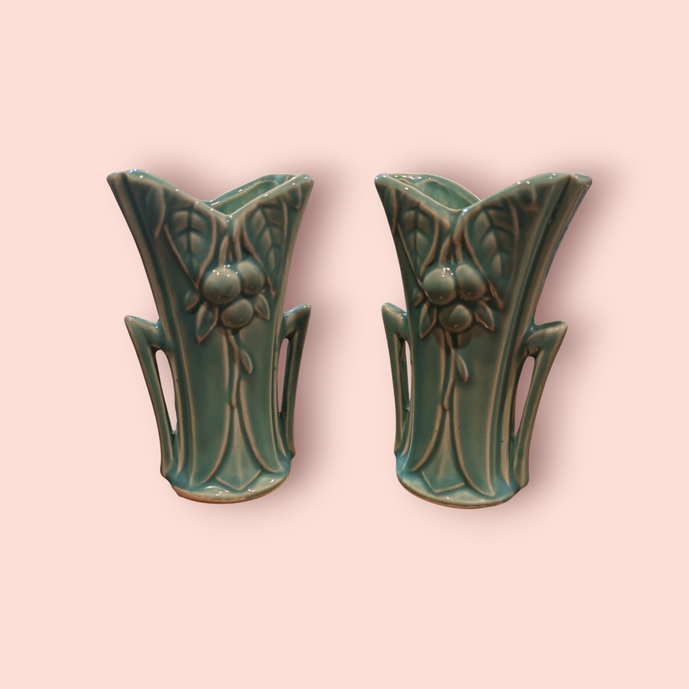Vintage McCoy Pottery "Berries" Vases